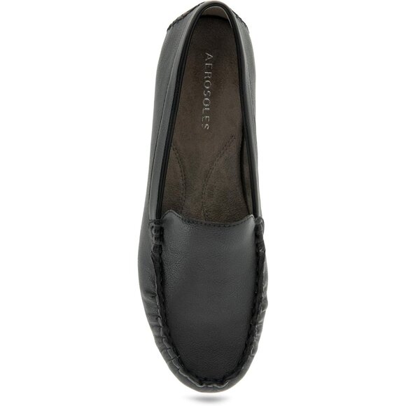 Aerosoles Womens Black Faux Leather Rounded Toe Over Drive Flats Loafer - Picture 5 of 7